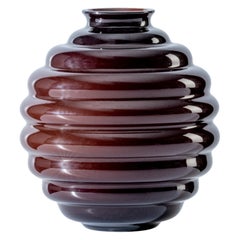 Deco Small Vase in Ox Blood Red Glass by Napoleone Martinuzzi