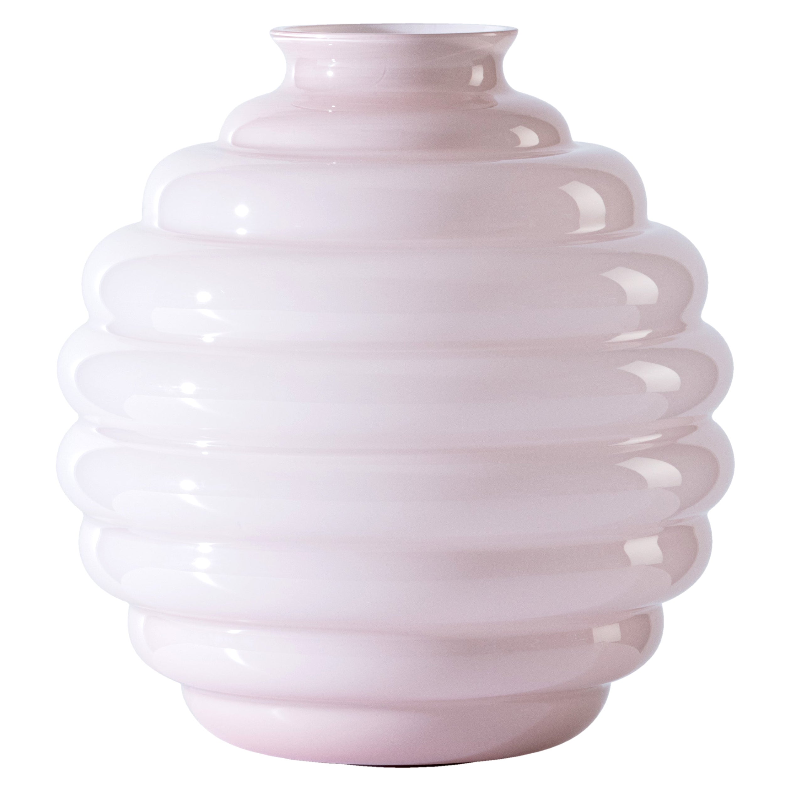 Deco Large Vase in Powder Pink Glass by Napoleone Martinuzzi