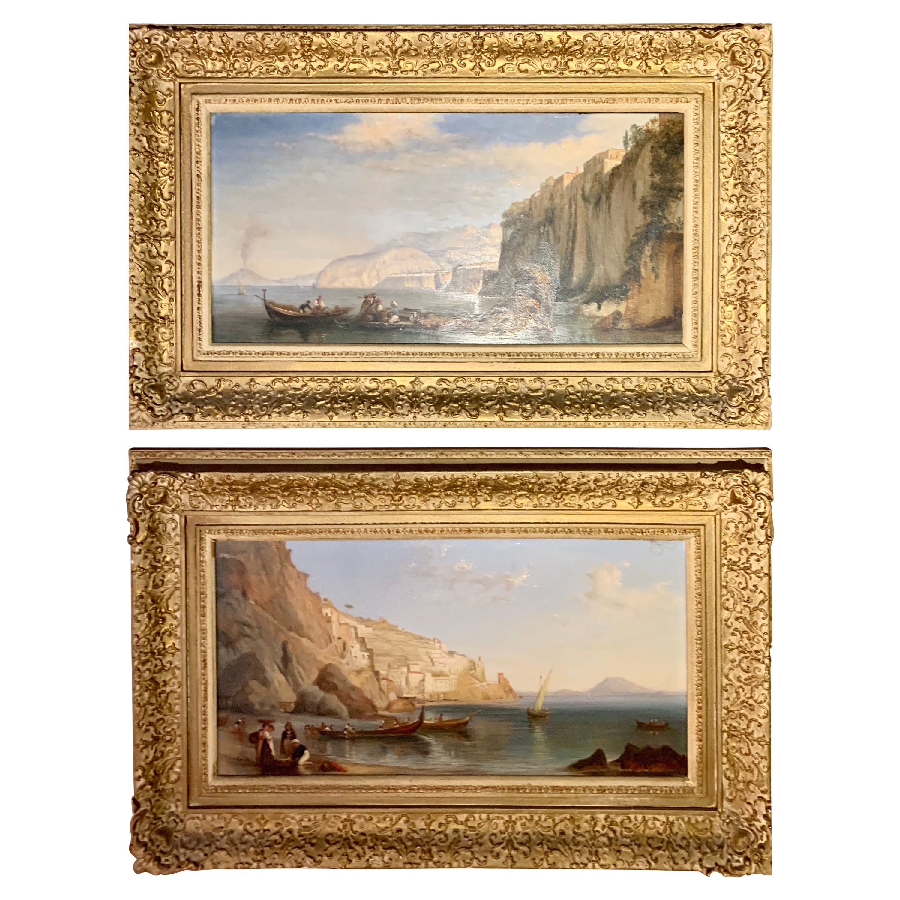 Pair Oil Paintings by James Bridges Bay of Naples C.1838