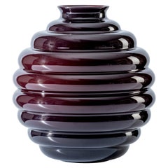 Deco Large Vase in Ox Blood Red Glass by Napoleone Martinuzzi
