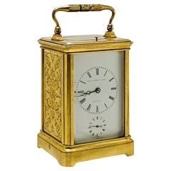 Antique Fine Quality French Engraved Striking & Repeating Carriage Clock, C.1860