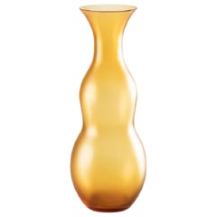 Pigmenti Large Vase in Glazed Amber Glass by Venini