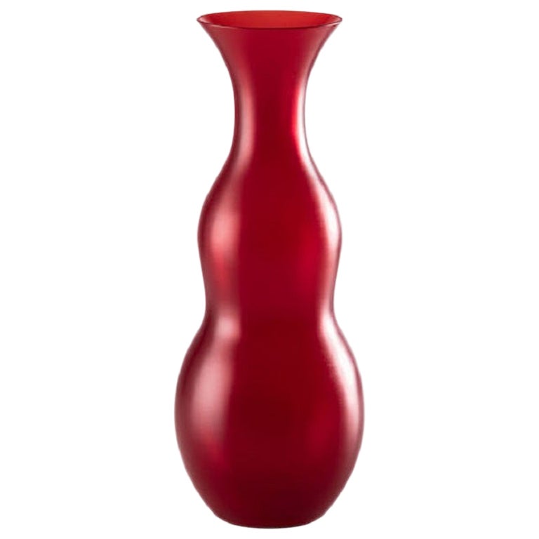 Pigmenti Large Vase in Glazed Red Glass by Venini For Sale