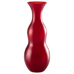 Pigmenti Large Vase in Glazed Red Glass by Venini