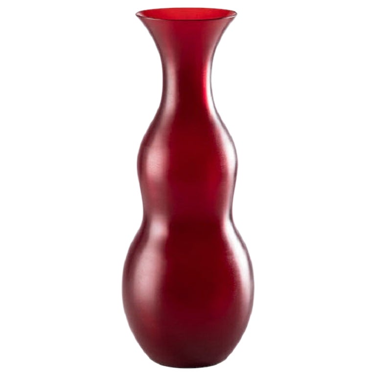 Pigmenti Large Vase in Glazed Ox Blood Red Glass by Venini