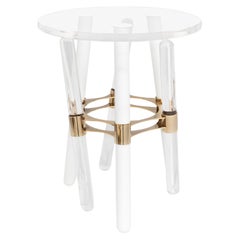 Modern Outdoor Side Table featuring Waterproof Stainless Steel with Gold Plating