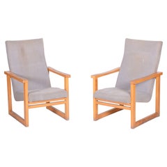 20th Century, Beige Pair of Maple Armchairs, Original Condition, Czechia, 1960s