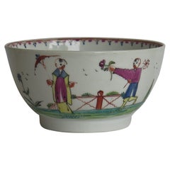 Early New Hall Porcelain Bowl Chinese Figures Lady with parasol Ptn. 20, Ca 1790