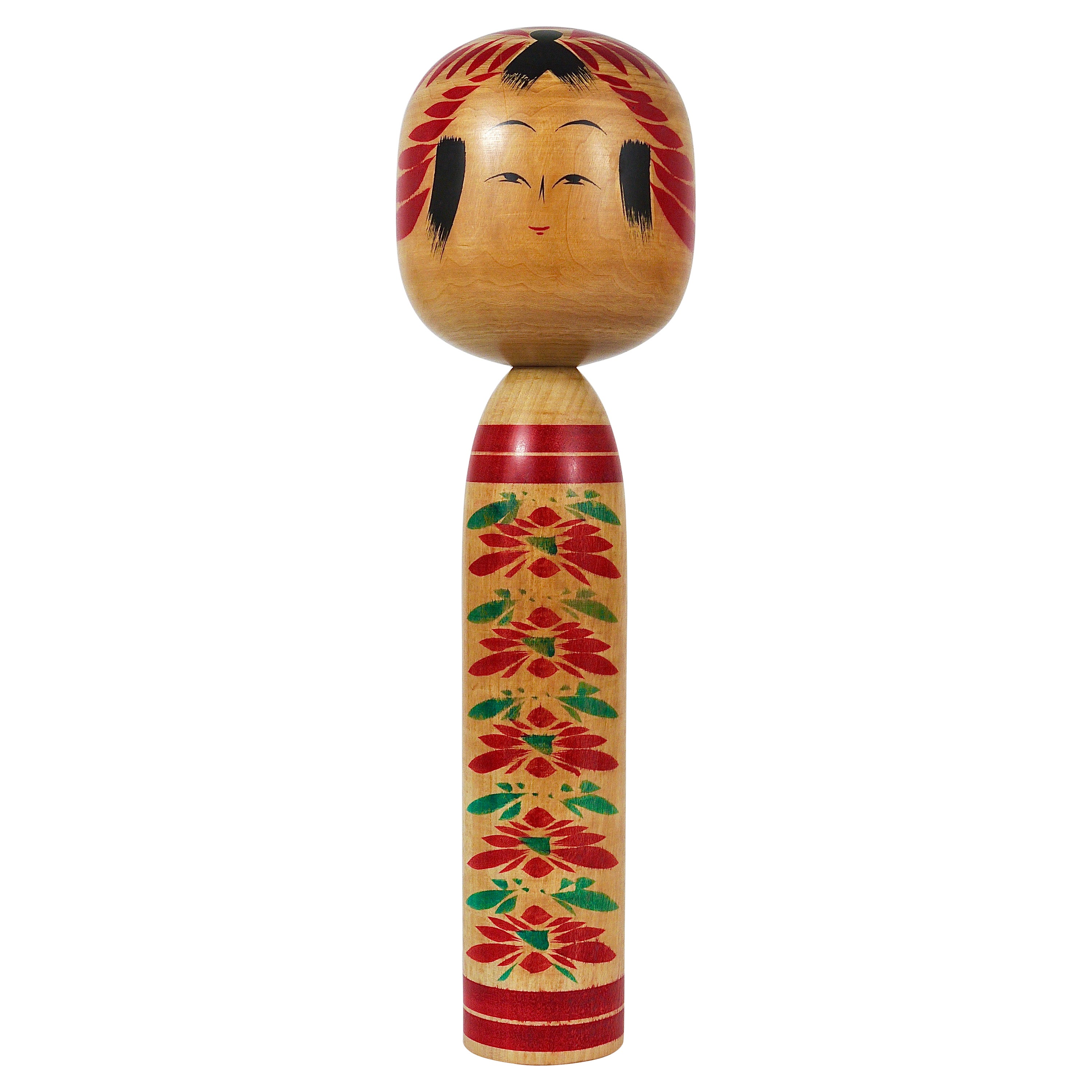 Decorative Togatta Kokeshi Doll Sculpture from Northern Japan, Hand-Painted