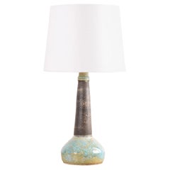 Danish Midcentury Ceramic Table Lamp Green and Brown, Sejer Unica Studio Pottery