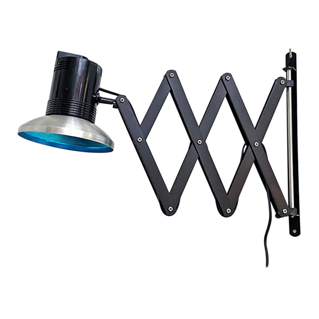 Italian Mid-Century Modern Black Pantograph Wall Lamp with Adjustable, 1970s For Sale