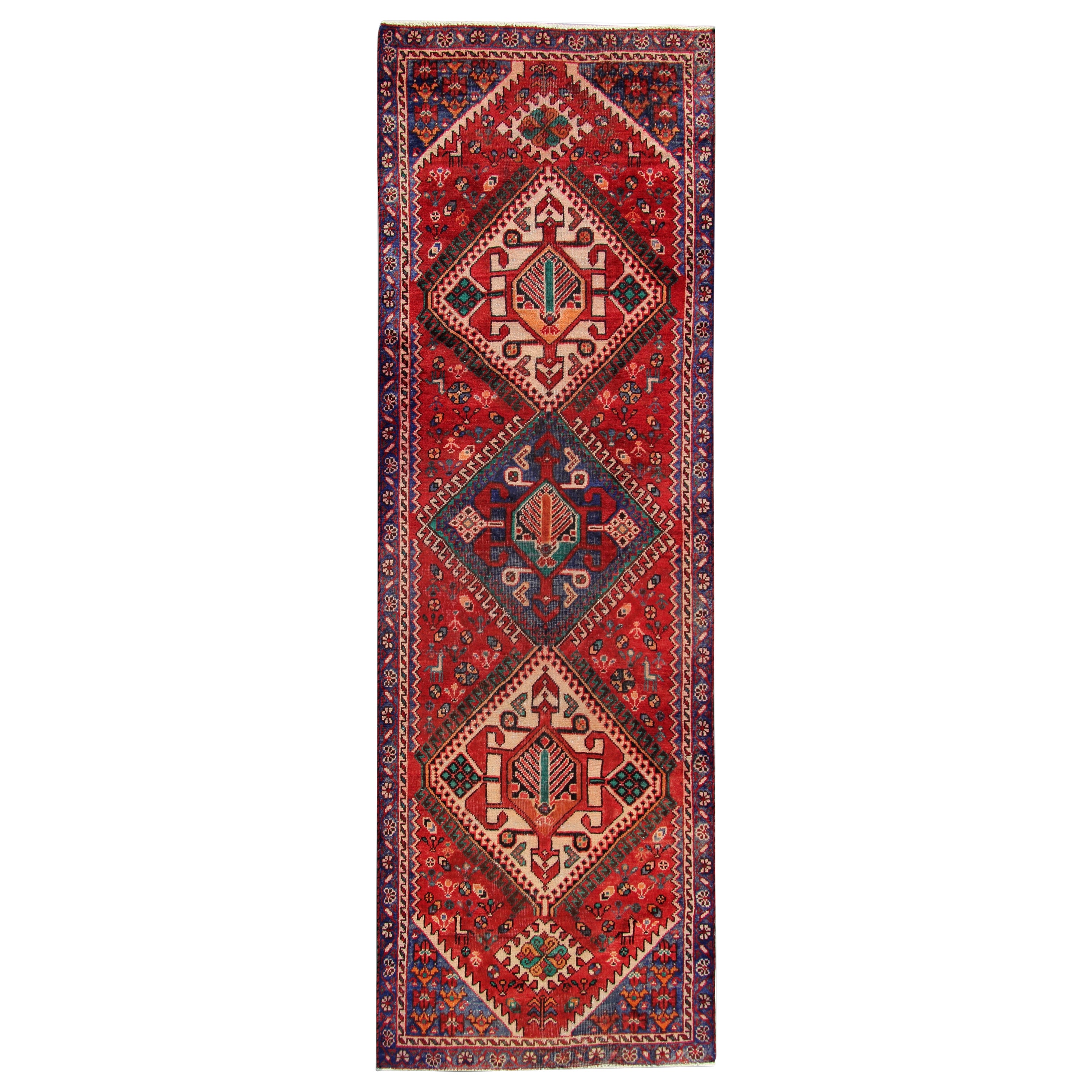 Rustikaler Vintage-Teppich aus roter Wolle, handgewebt, Stammeskunst
