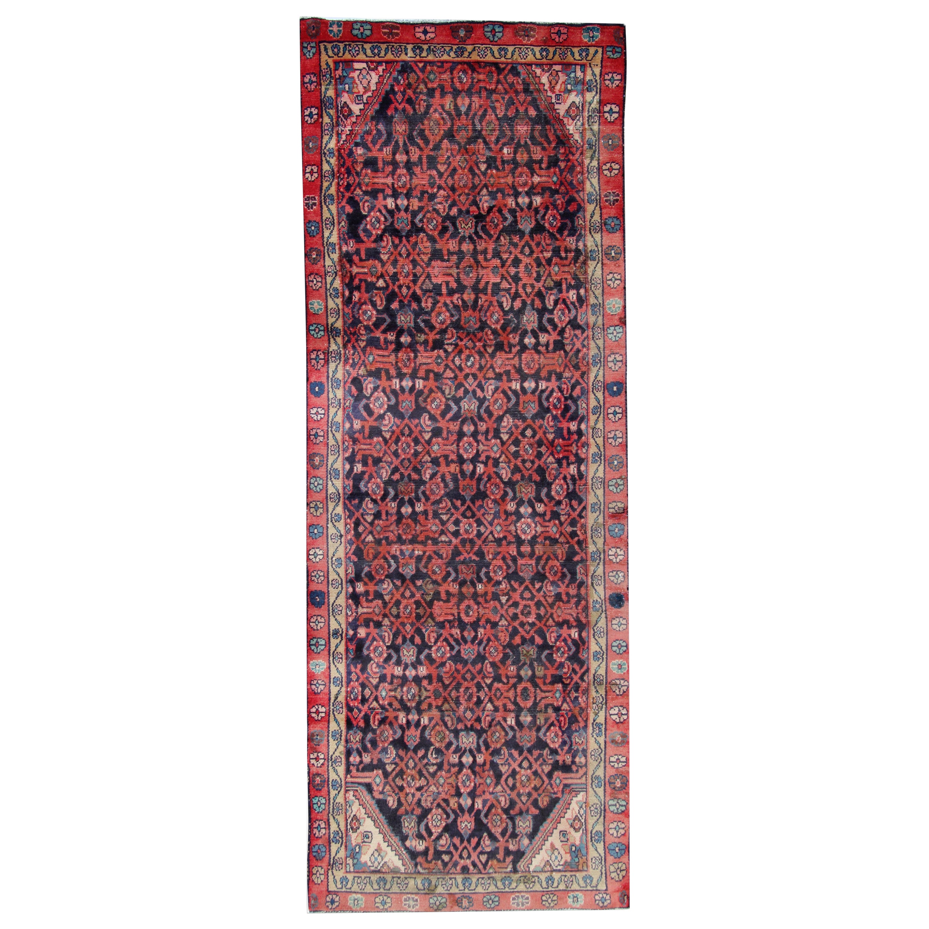 Vintage Runner Rug Traditional Carpet Geometric Wool Carpet