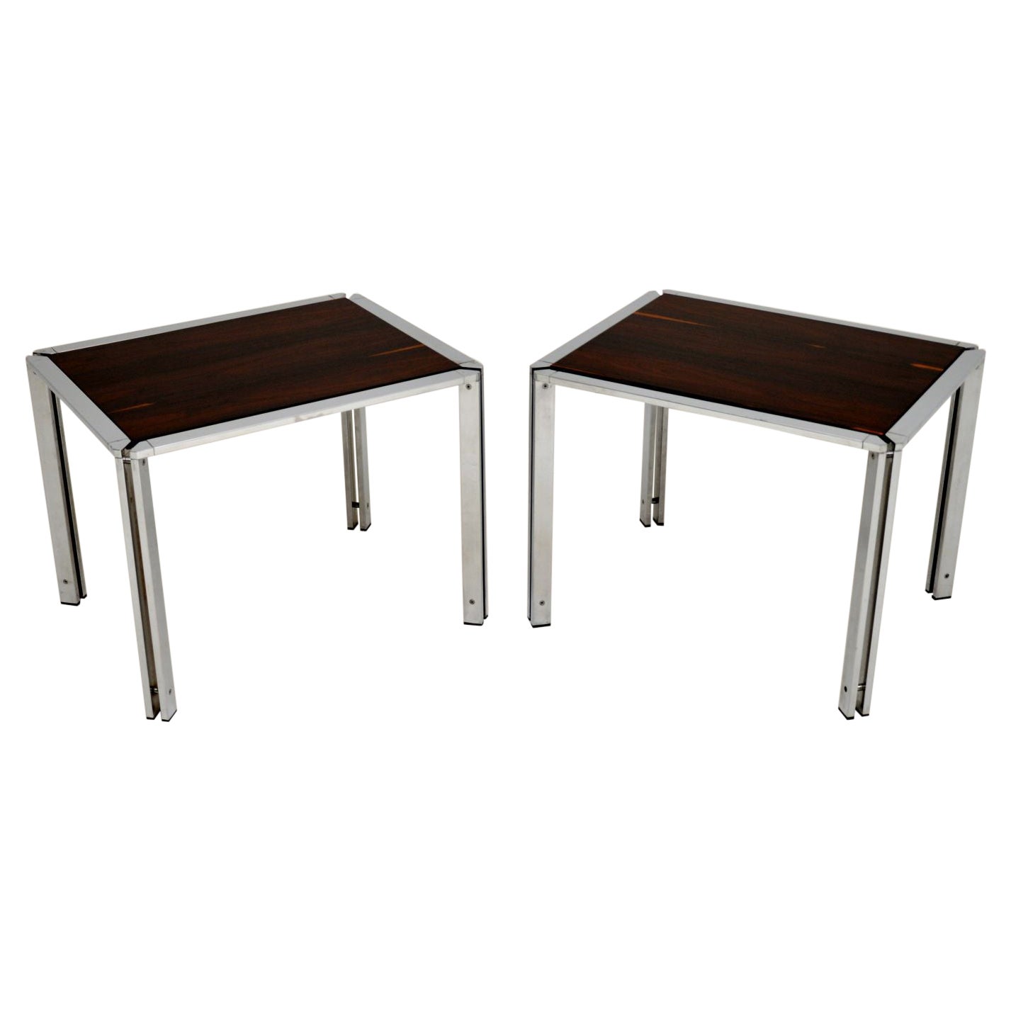 Pair of Vintage Italian Chrome Side Tables For Sale
