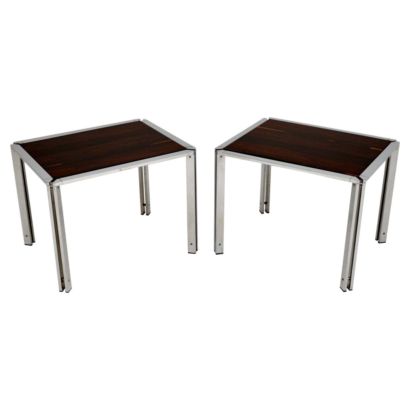 Paire de tables d'appoint italiennes vintage en chrome en vente