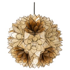 Capiz Shell Lotus Ball Chandelier Pendant Light Germany, 1960s