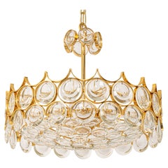 Brass and Crystal Chandelier, Sciolari Design by Palwa, Germany, 1970s