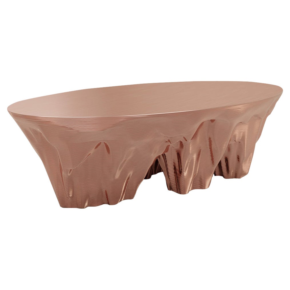 Monument Valley Oval Coffee Table, Polished Rose Gold Finish