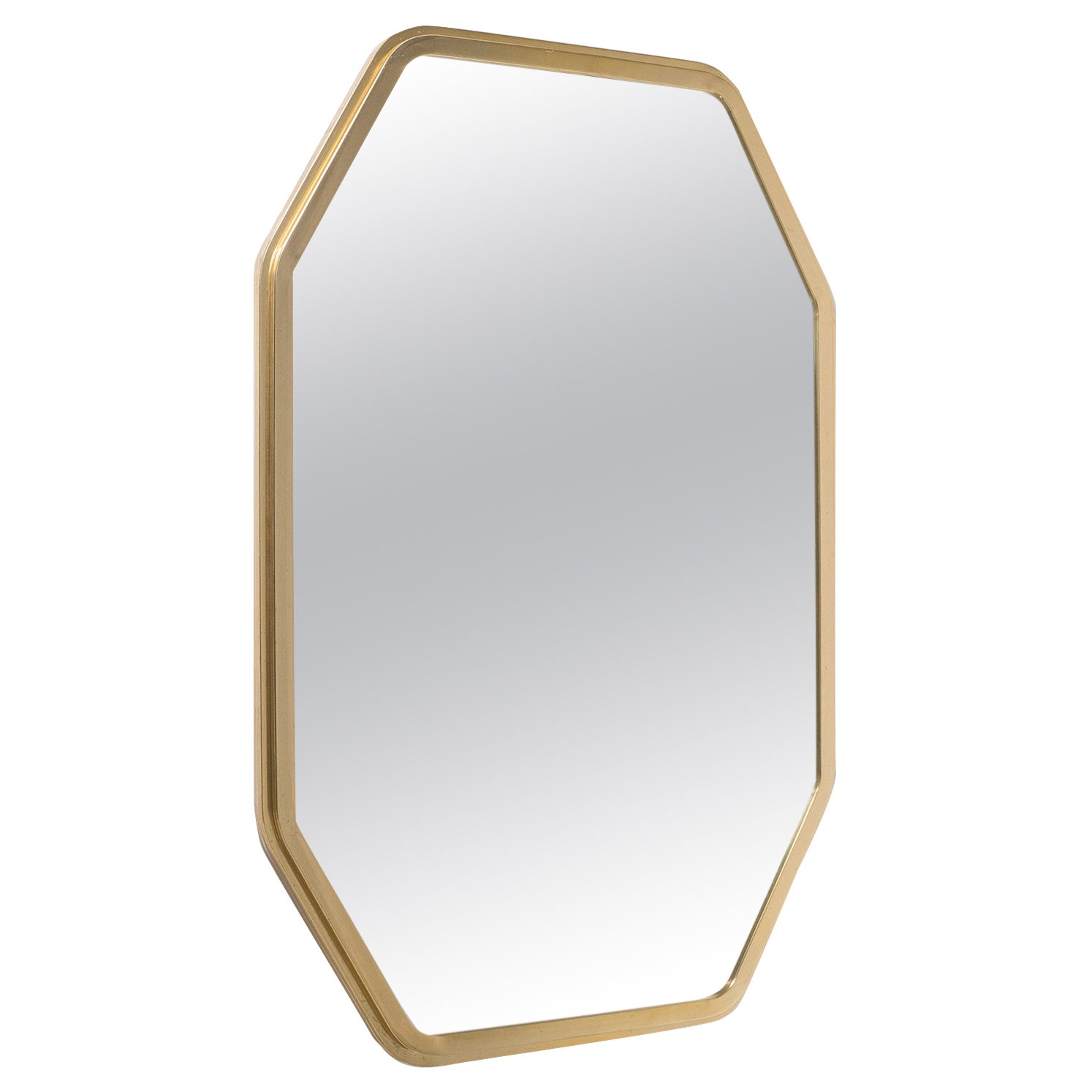 Miroir octogonal doré italien, années 1970 en vente