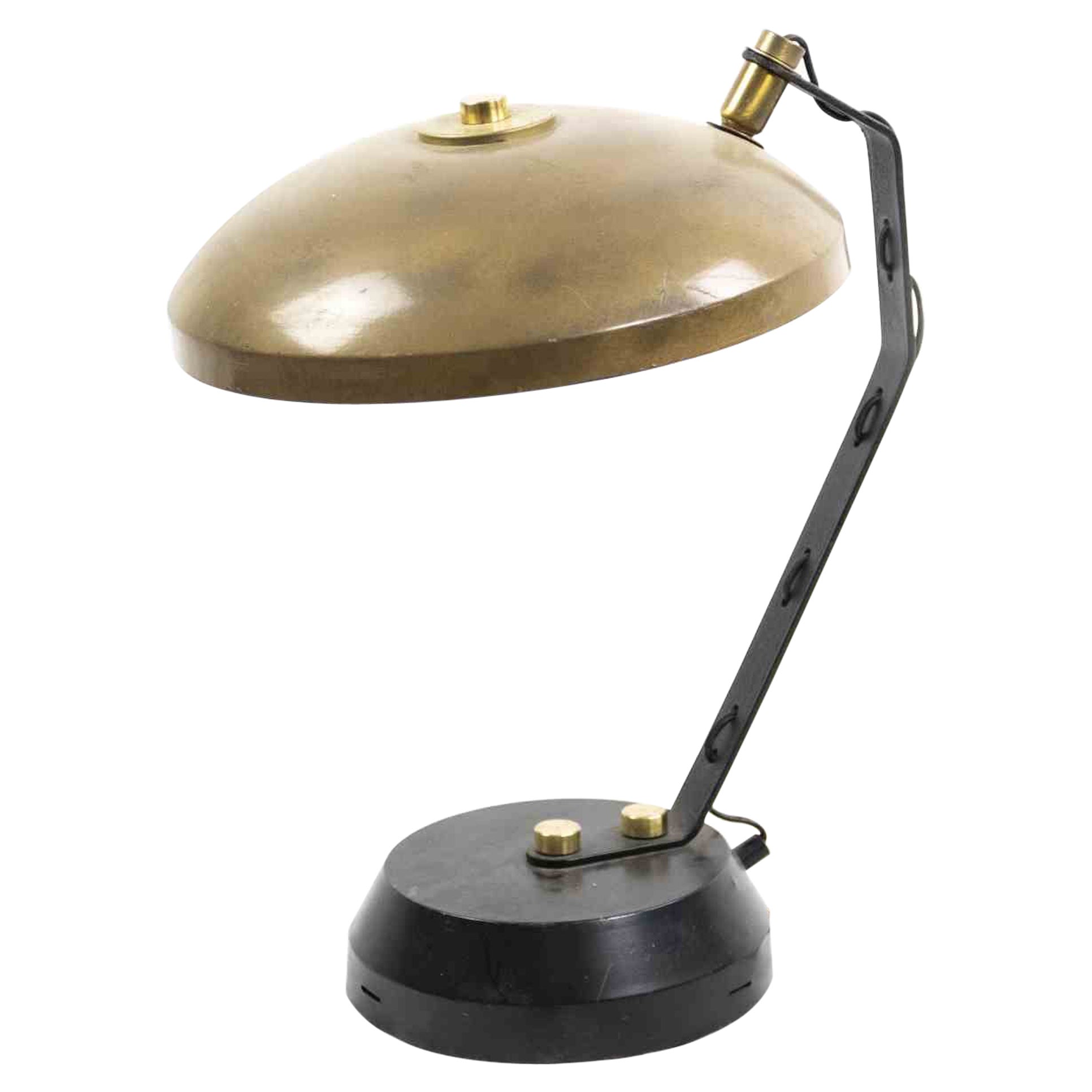 Vintage Brass and Metal Table Lamp, Italy, 1970s