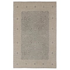 Encantadora alfombra de diseño Tabriz con diseño integral en gris, tostado y crema