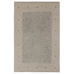 Charming Tabriz Design Rug with All-Over Design in Gray's, Tan, and Cream