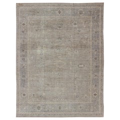 Large Turkish Oushak Rug with Pastel Colors and Botanical Design