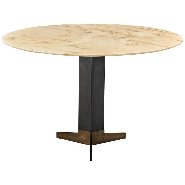Dining Table in Marble and Metal Attributed to Ignazio Gardella For Sale