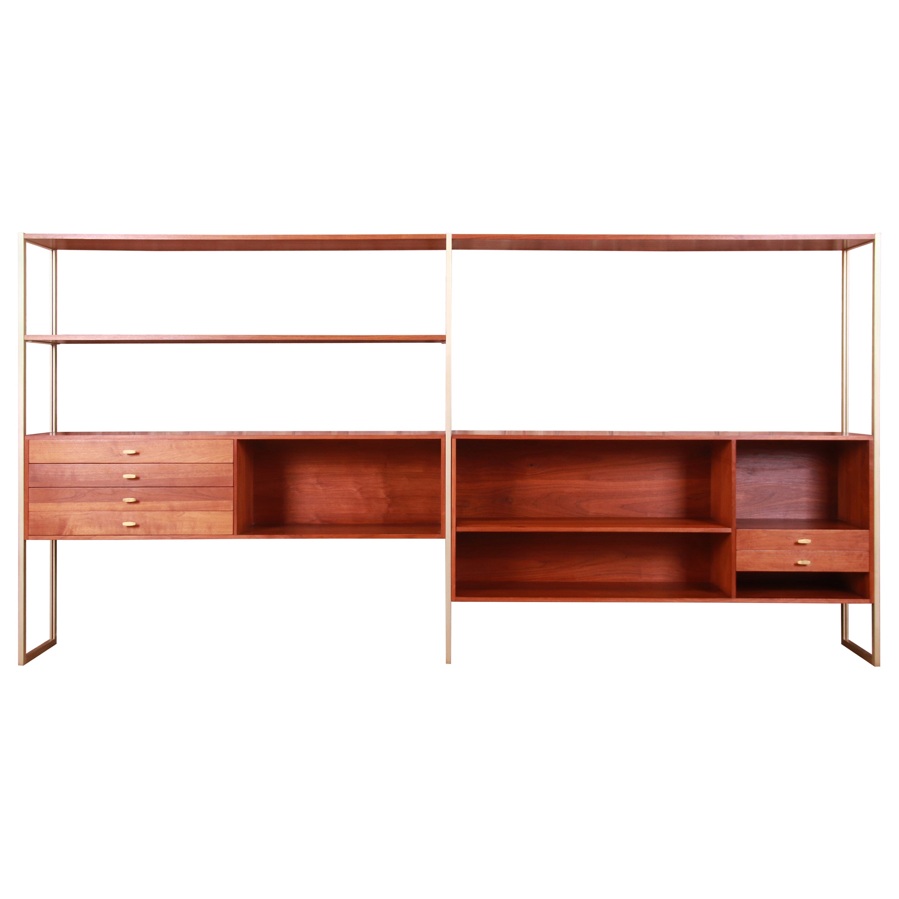 Paul McCobb Connoisseur Collection Walnut and Brass Etagere or Room Divider