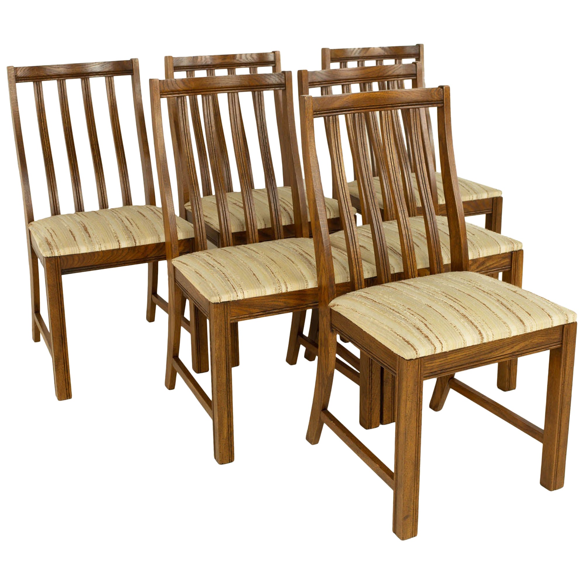 Lane First Edition Style Keller Mid Century Walnut Dining Chairs, Set of 6 For Sale