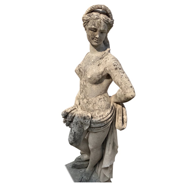 19th Century Hand Carved Limestone Four Seasons Statue For Sale at 1stDibs