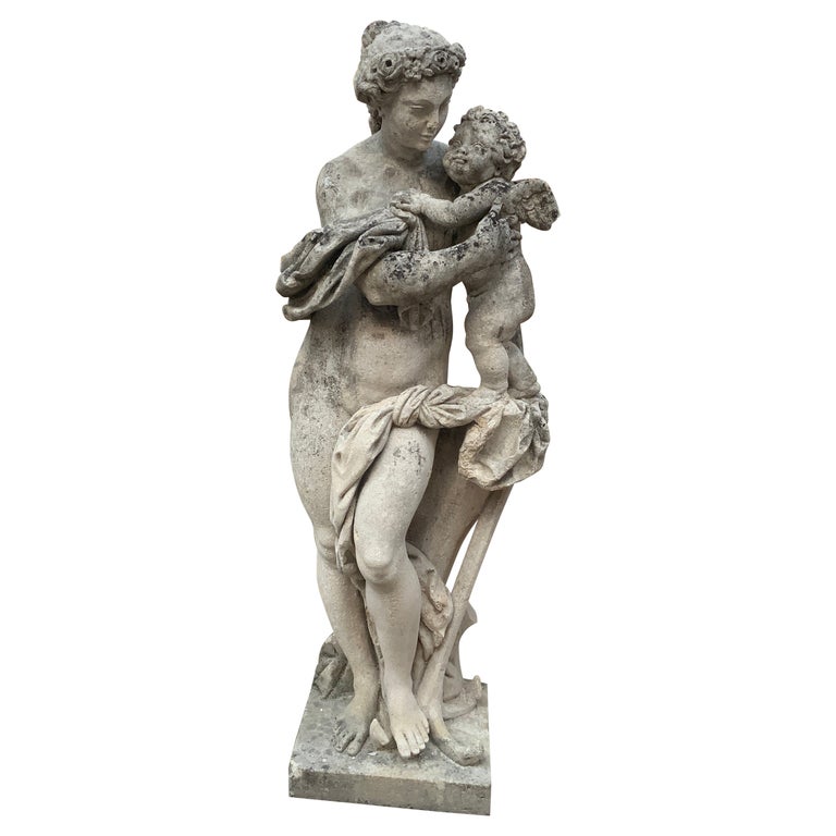 19th Century Hand Carved Limestone Four Seasons Statue For Sale at 1stDibs