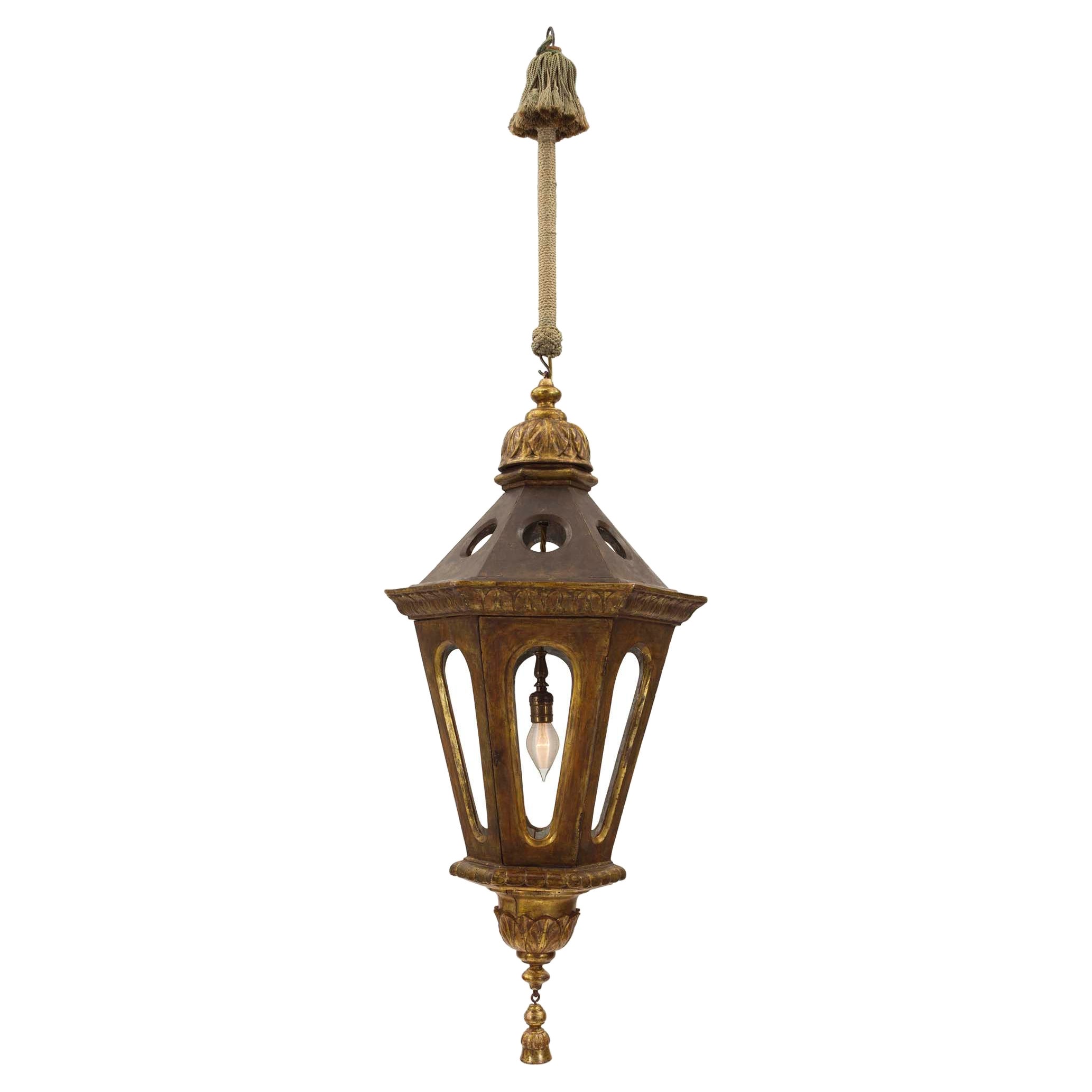 Lanterne vénitienne italienne du 18ème siècle polychrome et Mecque