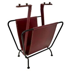 Jacques Adnet Leather Magazine Rack