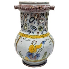 18th Century French Faience Puzzle Mug, French Revolution, circa 1790s