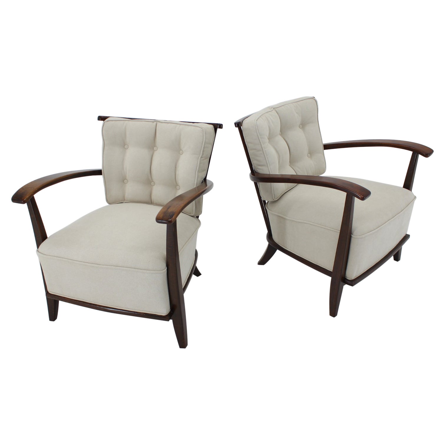 1950s Pair of Beech Armchairs by Krasna Jizba, Czechoslovakia