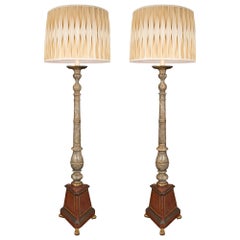 Pair of Italian 19th Century Faux Painted Marble Floor Lamps