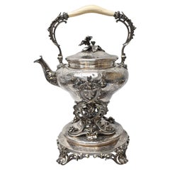 Antique Victorian Christofle Silver Plate Spirit Kettle