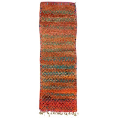 Vintage Beni Ourain Moroccan Handmade Orange Geometric  Berber Wool Runner