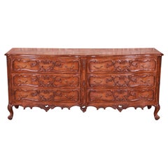 Lewis Mittman French Provincial Louis XV Carved Walnut Double Dresser