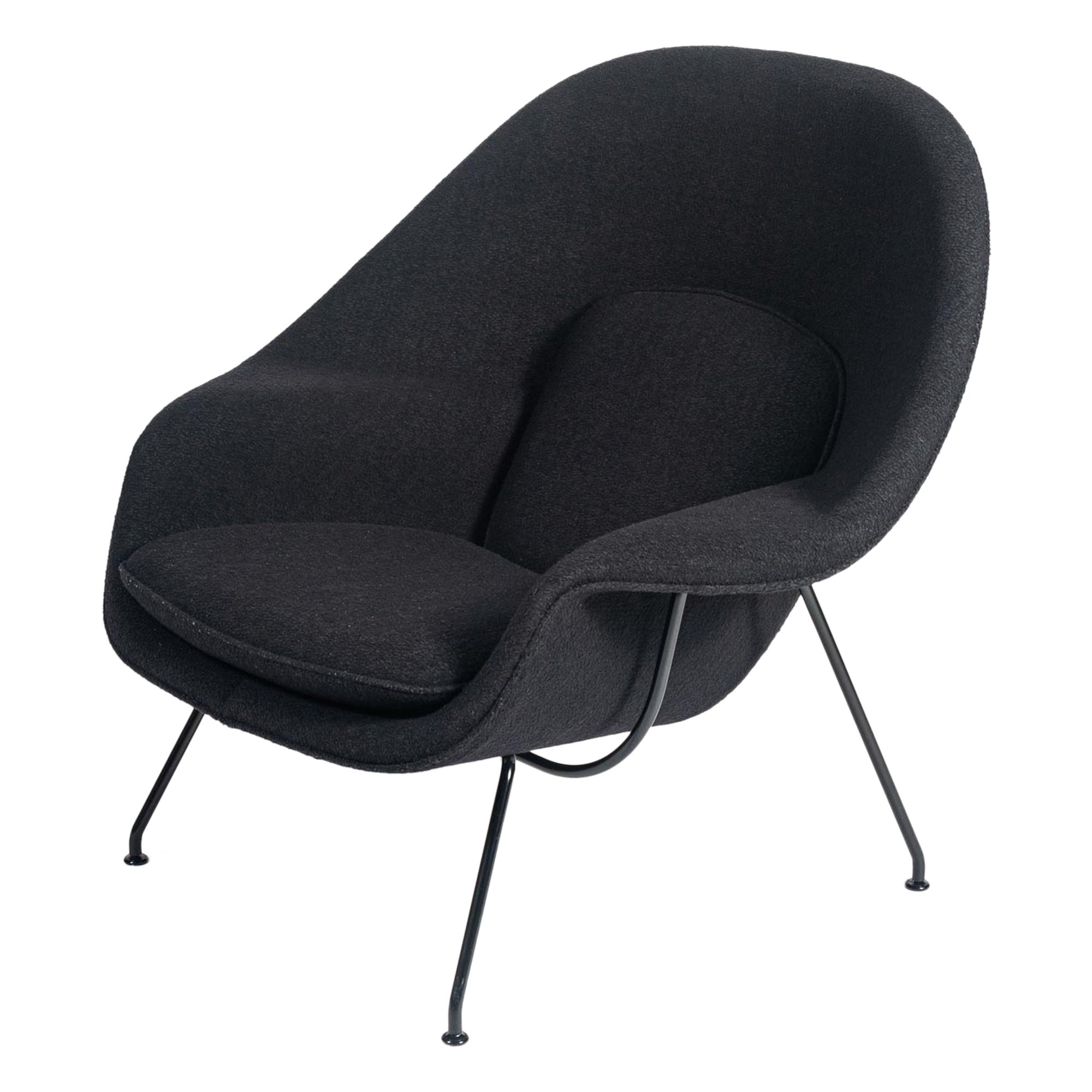 Womb Chair by Eero Saarinen for Knoll in Onyx Boucle and Black Frame at  1stDibs | womb chair black frame, womb chair black legs, black womb chair