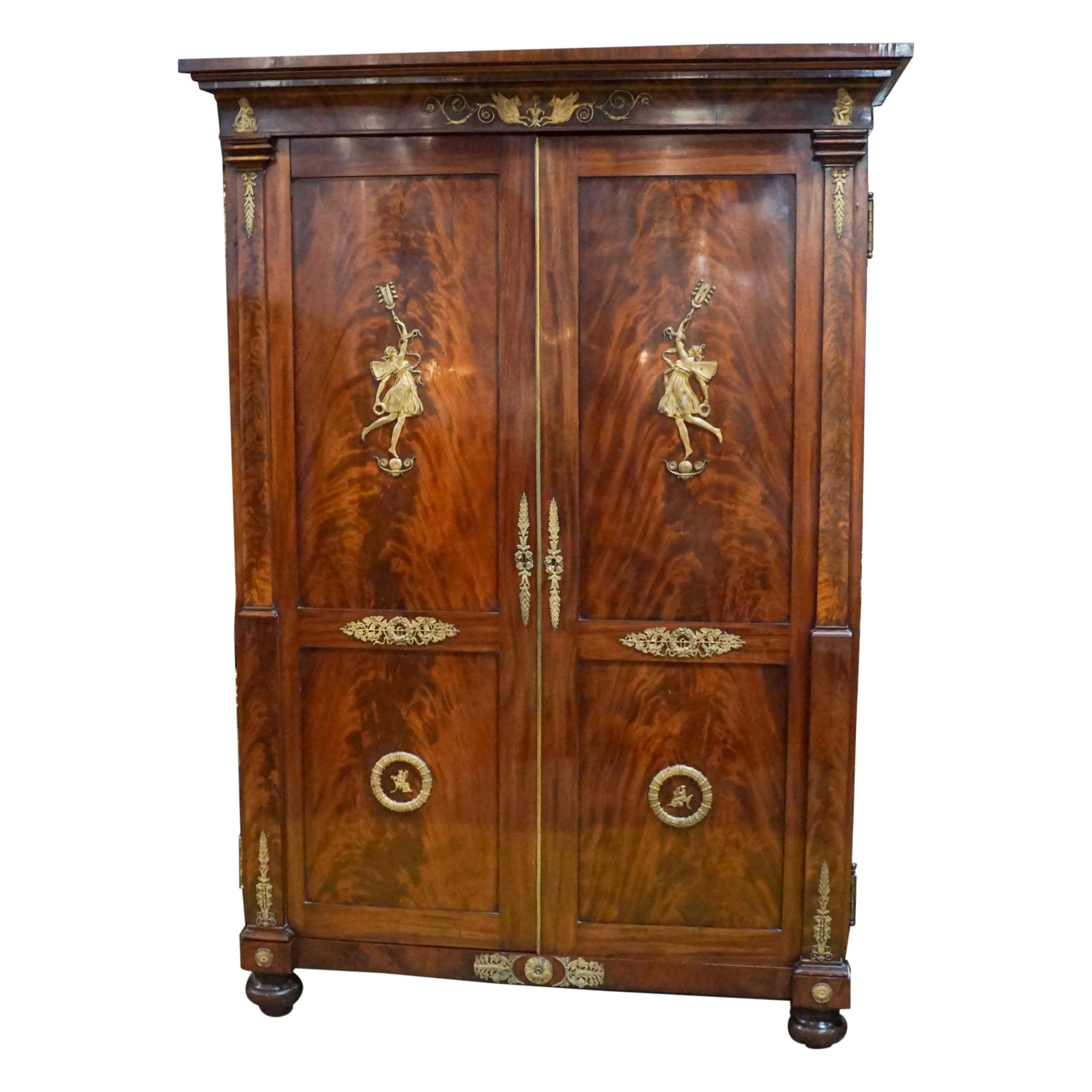 French Empire Style Late 19th c Wardrobe in the Manner of Maison Krieger For Sale