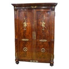 French Empire Style Late 19th c Wardrobe in the Manner of Maison Krieger