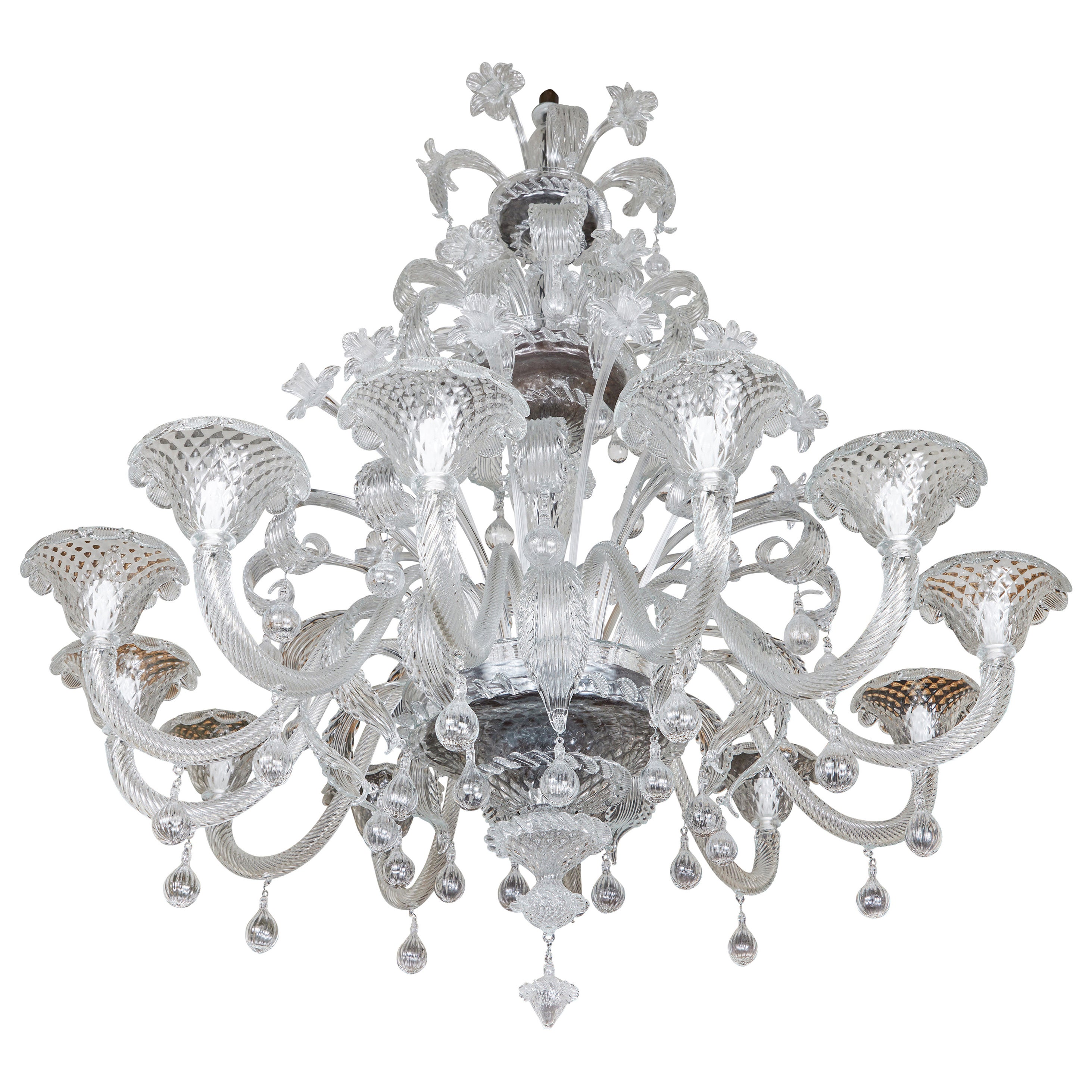 Twelve Light, Murano Chandelier For Sale