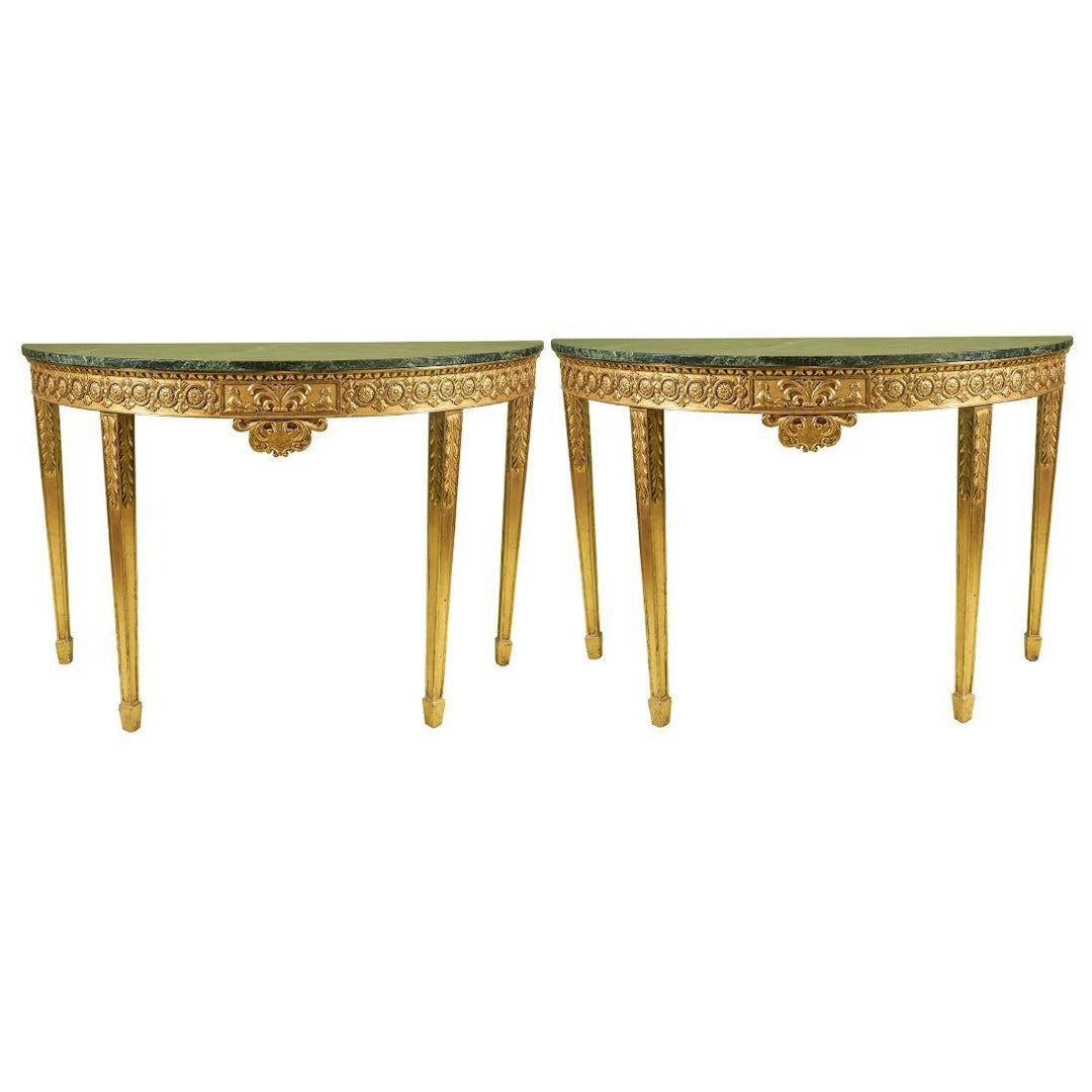 Pair of English 19th Century George III Style Gilt Consoles