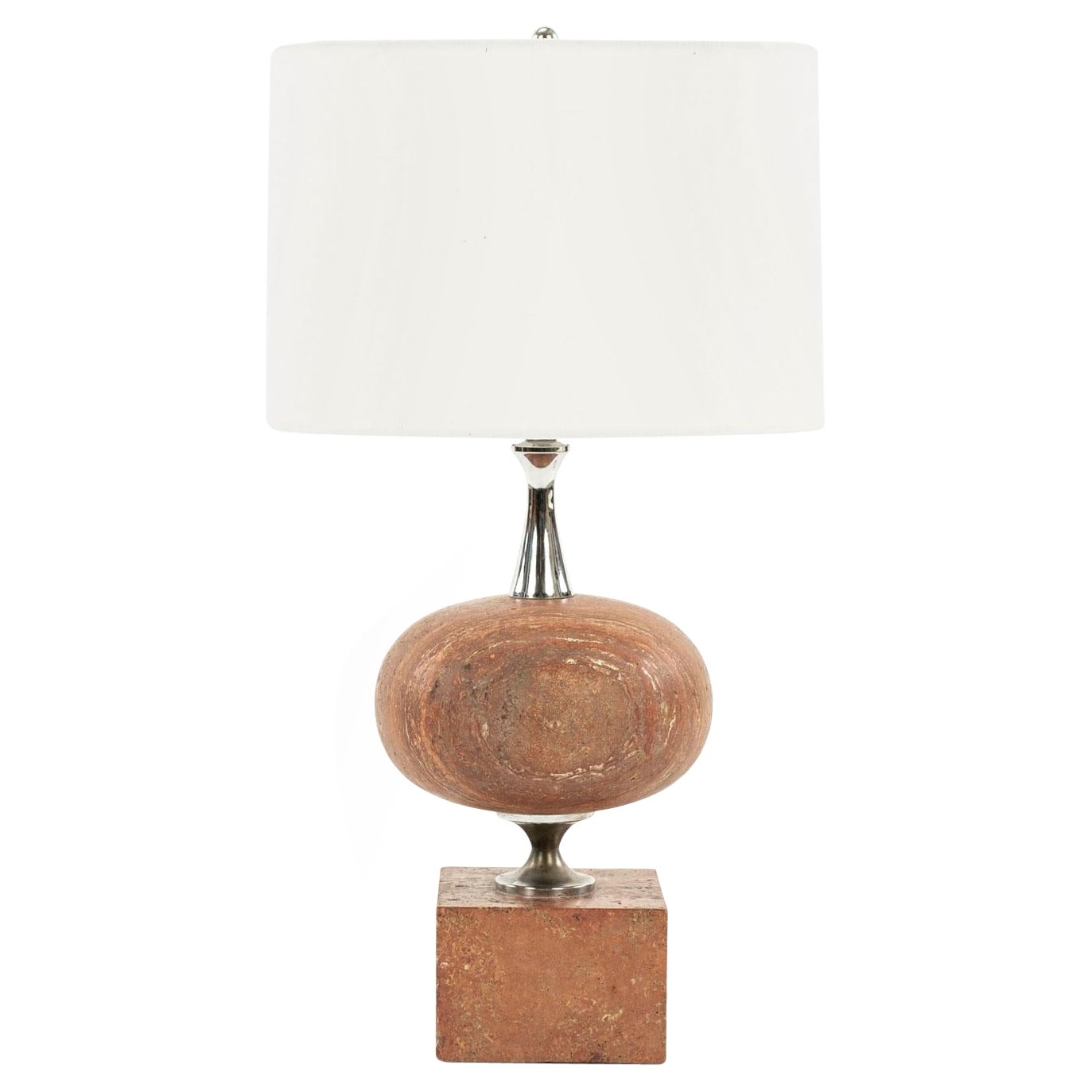 Mid-Century Travertine Table Lamp For Sale