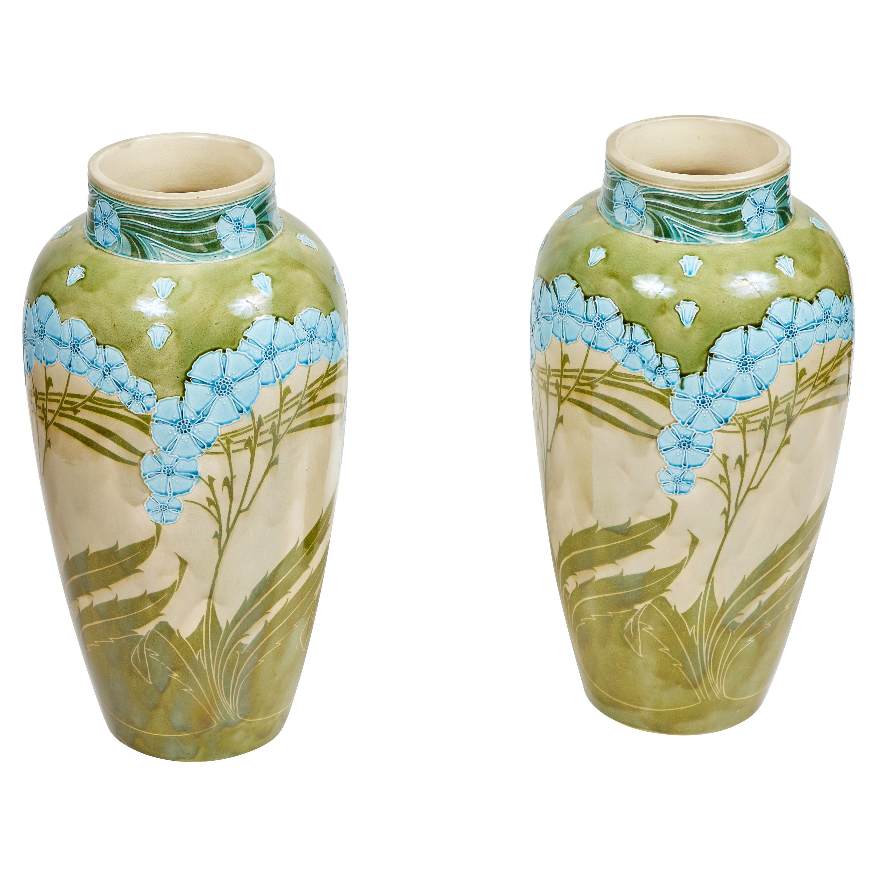 Pair of Stamped, Mintons Vases