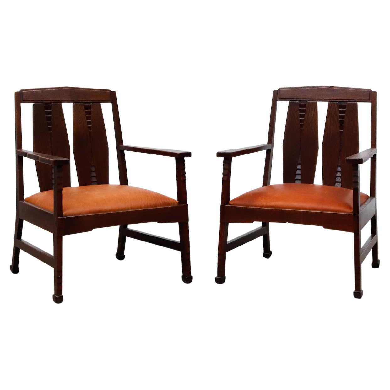 Pair of Art Deco, Amsterdam School Arm Chairs