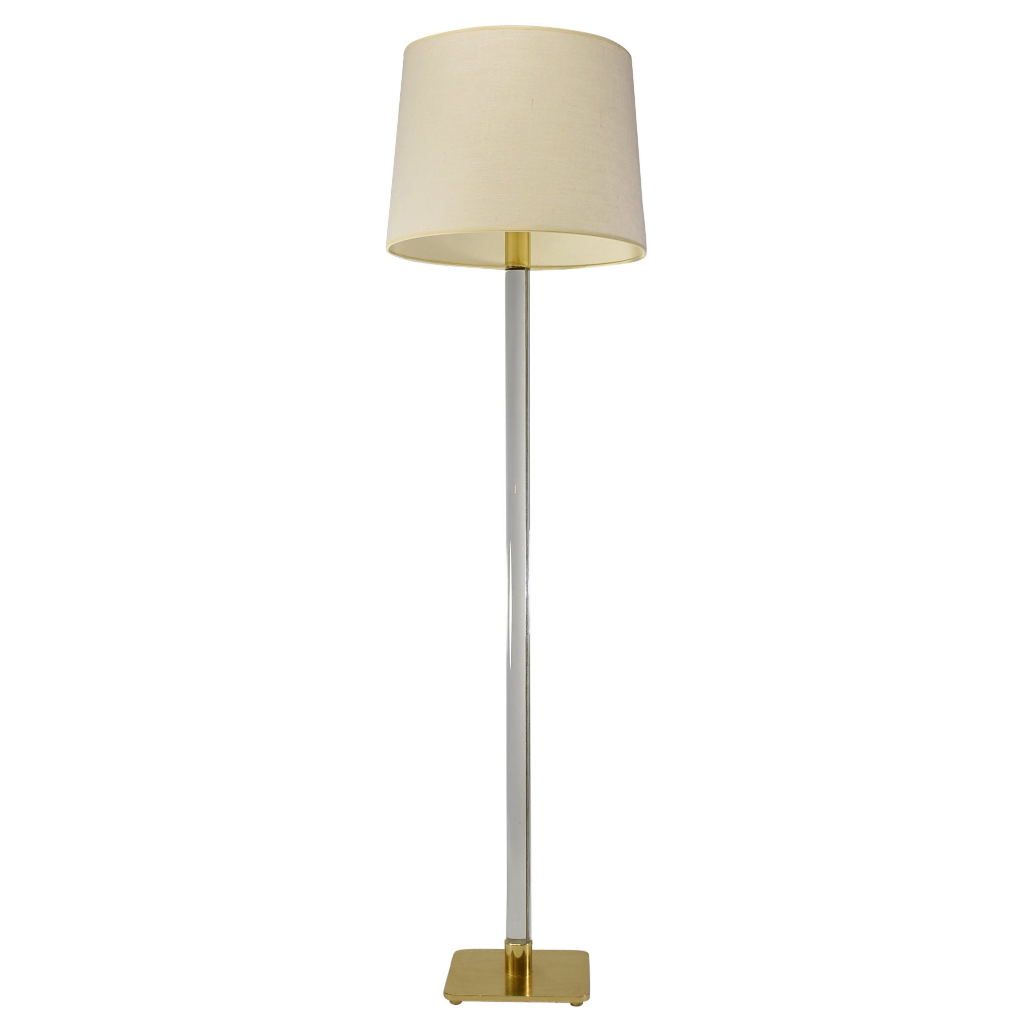 Mid-Century Modern Brass & Glass Floor Lamp Made in the USA Hansens New York For Sale