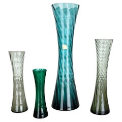 Set of Four Hand Blown Crystal Glass Vases Made by Alfred Taube, Germany, 1960s